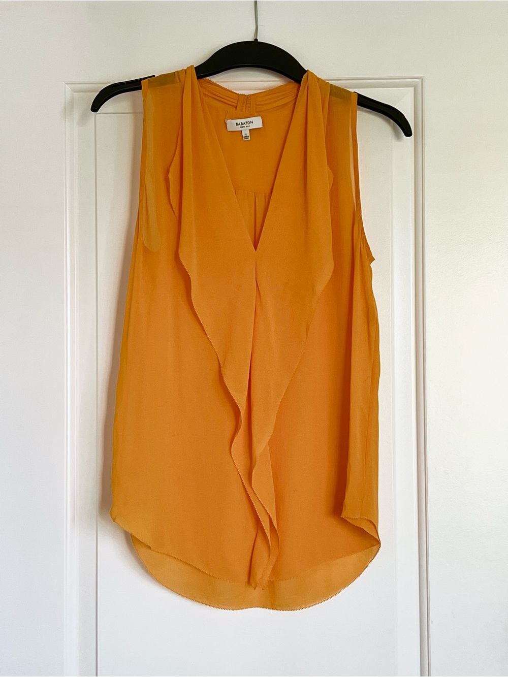 BNWOT Babaton Sleeveless Ruffle-Front Camisole in Amber Orange